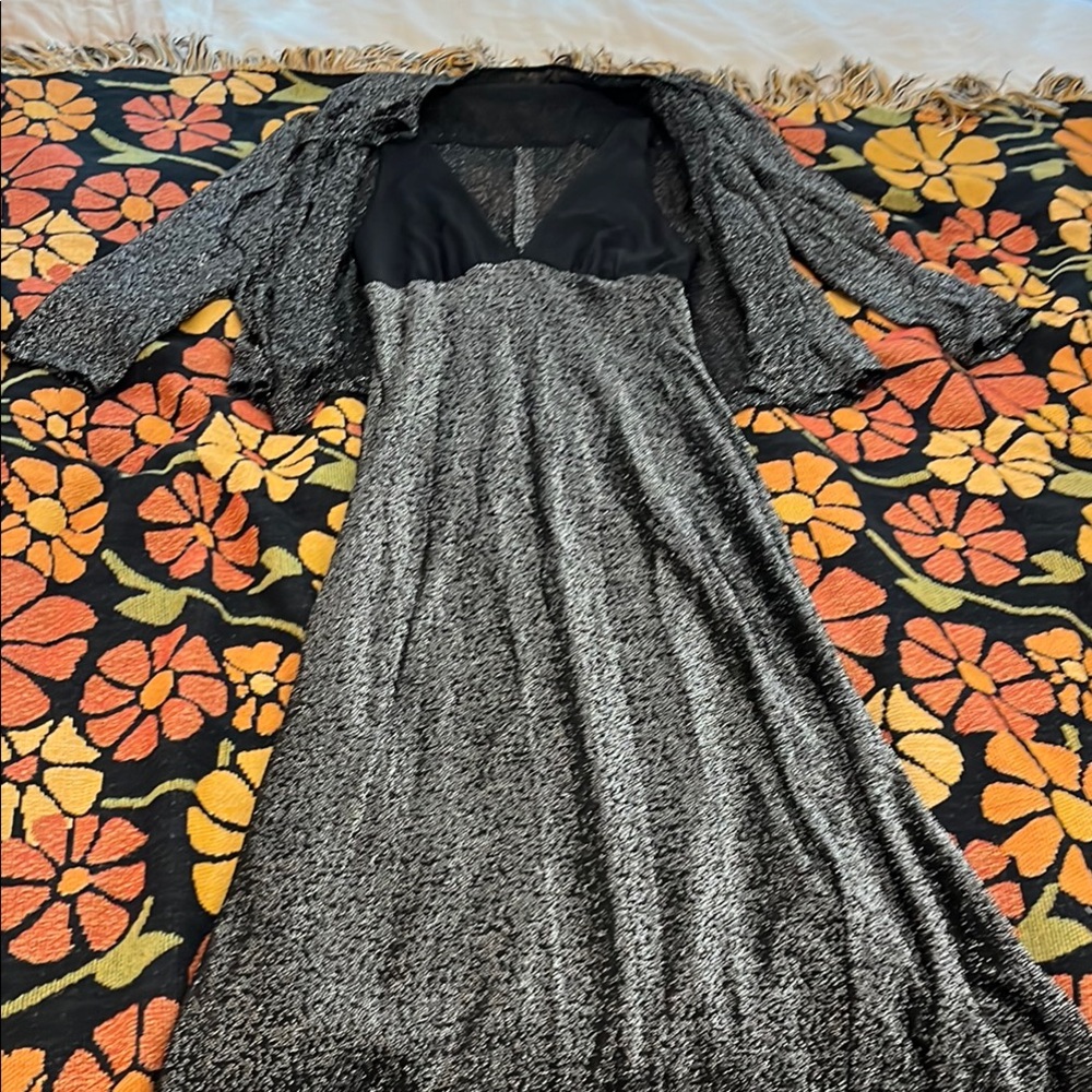 Vintage Black amd Silver Halter Dress with Jacket